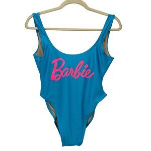 NWD Ravesuits Barbie Womens Medium Swimsuit One Piece Blue Neon Pink Logo Retro